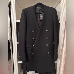 Balmain x HM Men’s Black Double-Breasted Pea Coat